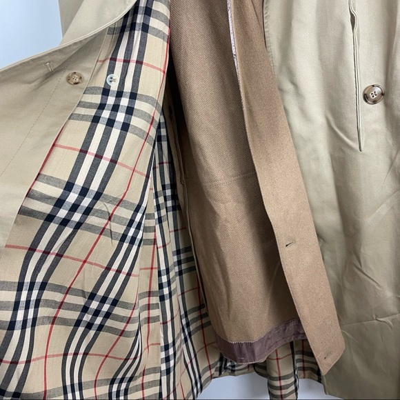 Vintage Burberry Trench Coat & Button Wool Men’s Size 8 Regular - Picture 4 of 7